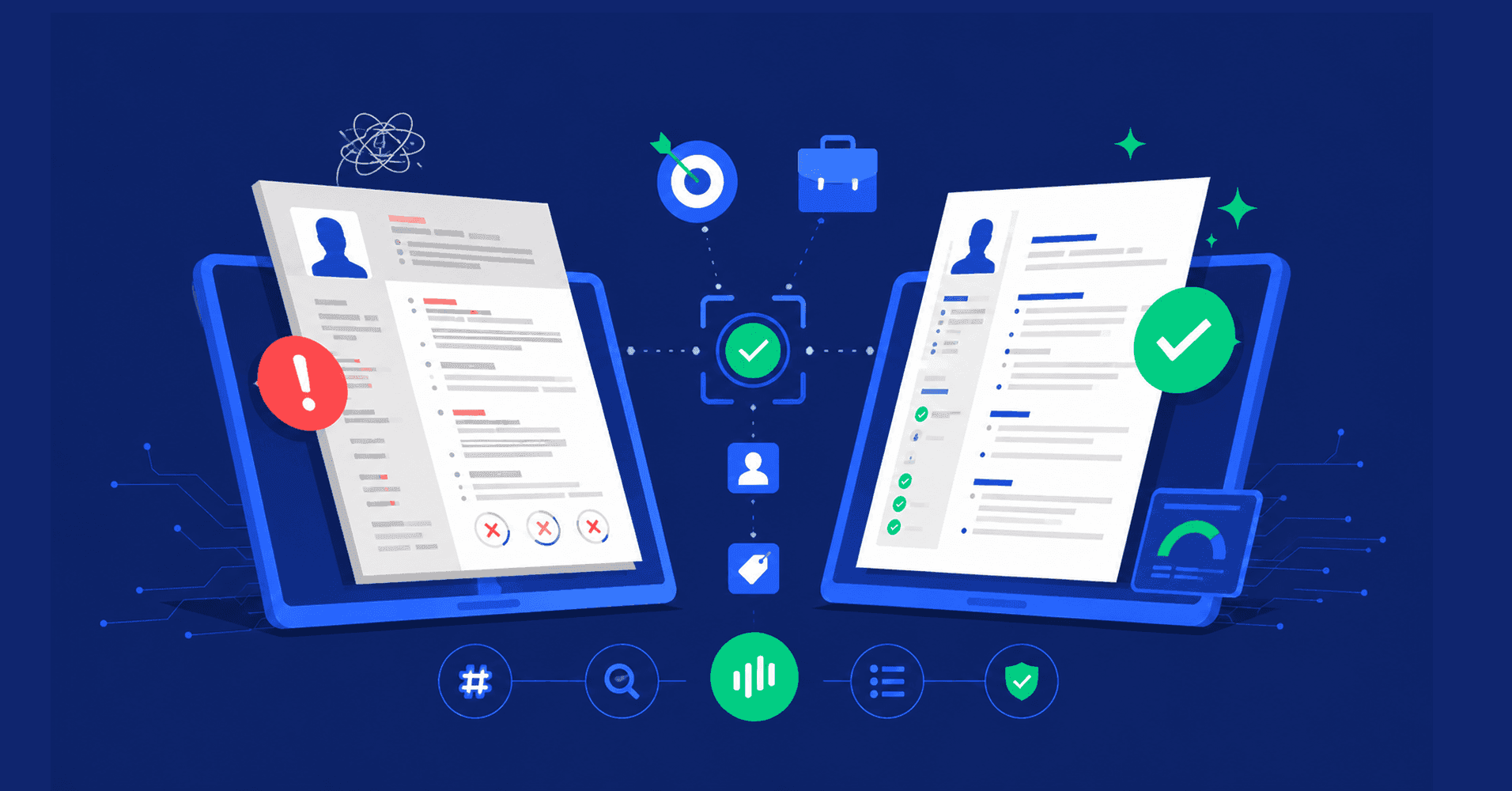 Illustration of two resume templates being compared.