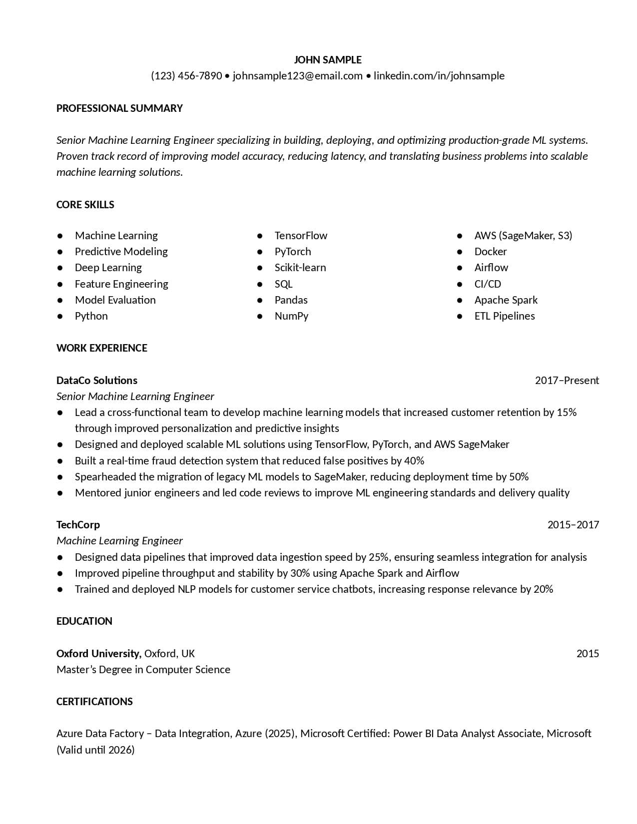 Tech resume template