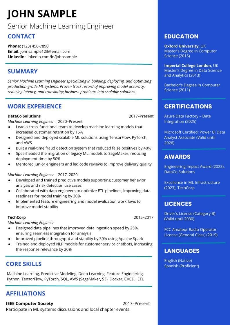Two-column resume template
