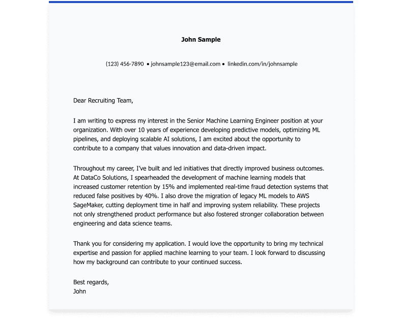 Cover letter example