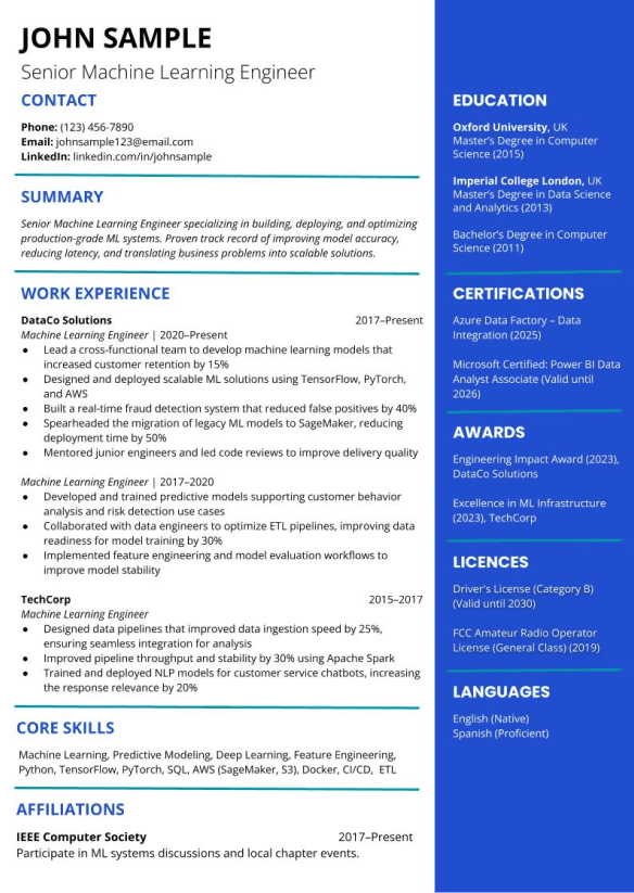 Two Column resume template