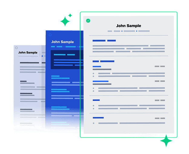 Three resume templates stacked on top of each other