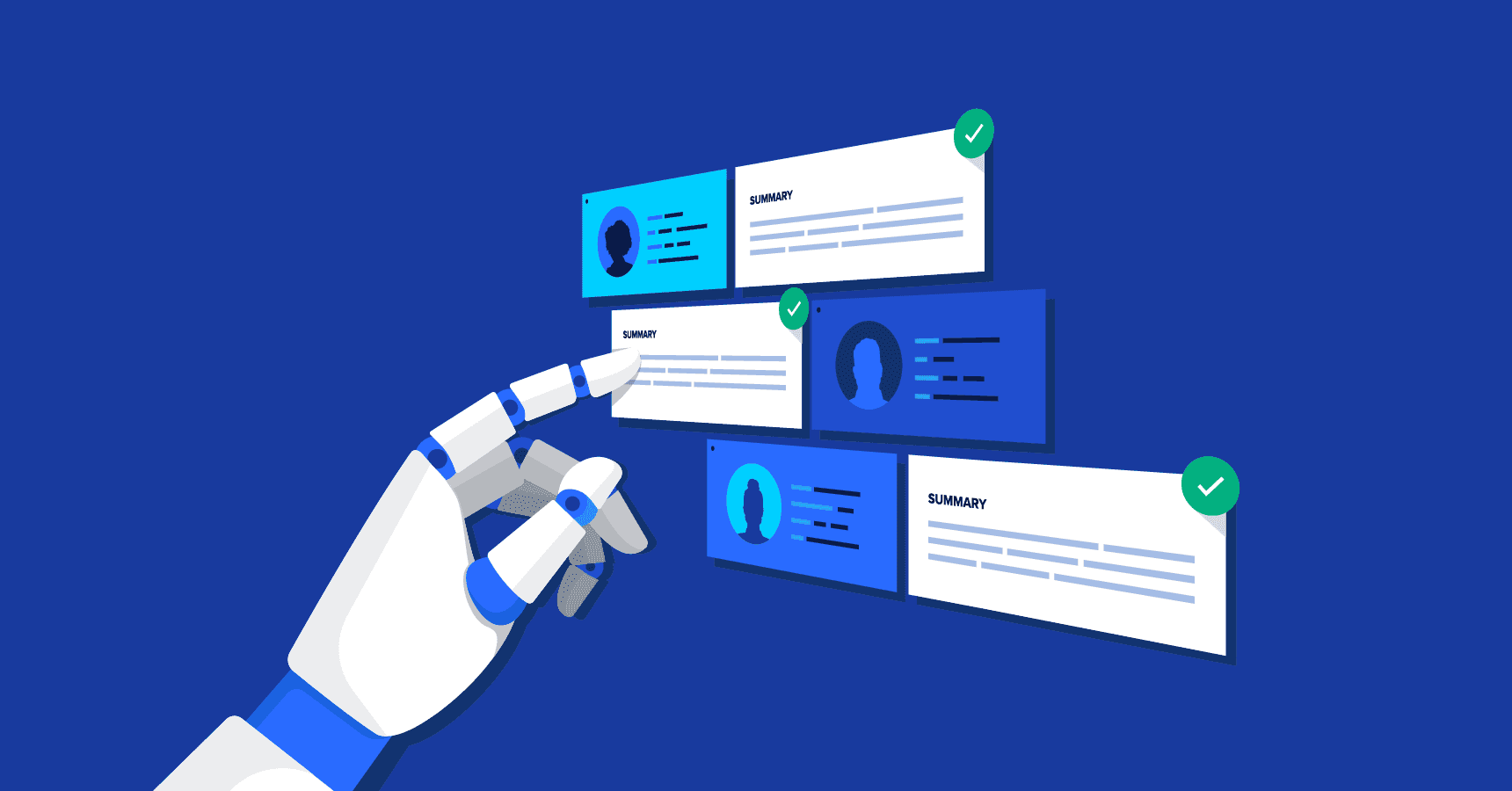 Robotic hand selects standout resume summaries, symbolizing how strong summaries catch recruiter and ATS attention. Robotic hand selects standout resume summaries, symbolizing how strong summaries catch recruiter and ATS attention.