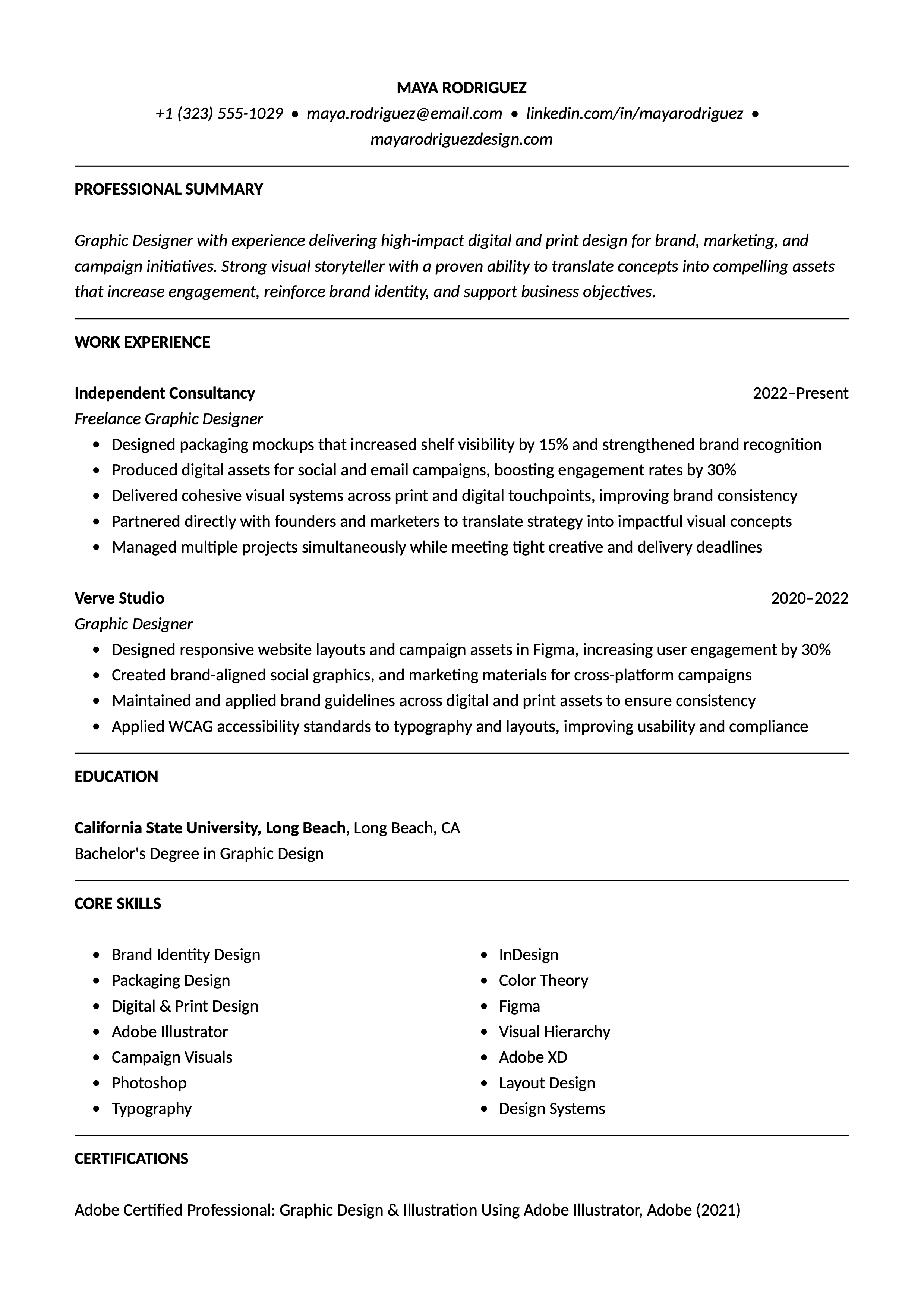 Graphic Designer resume template