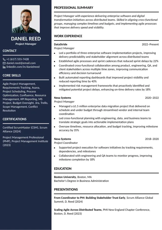 Project Manager Resumes resume example