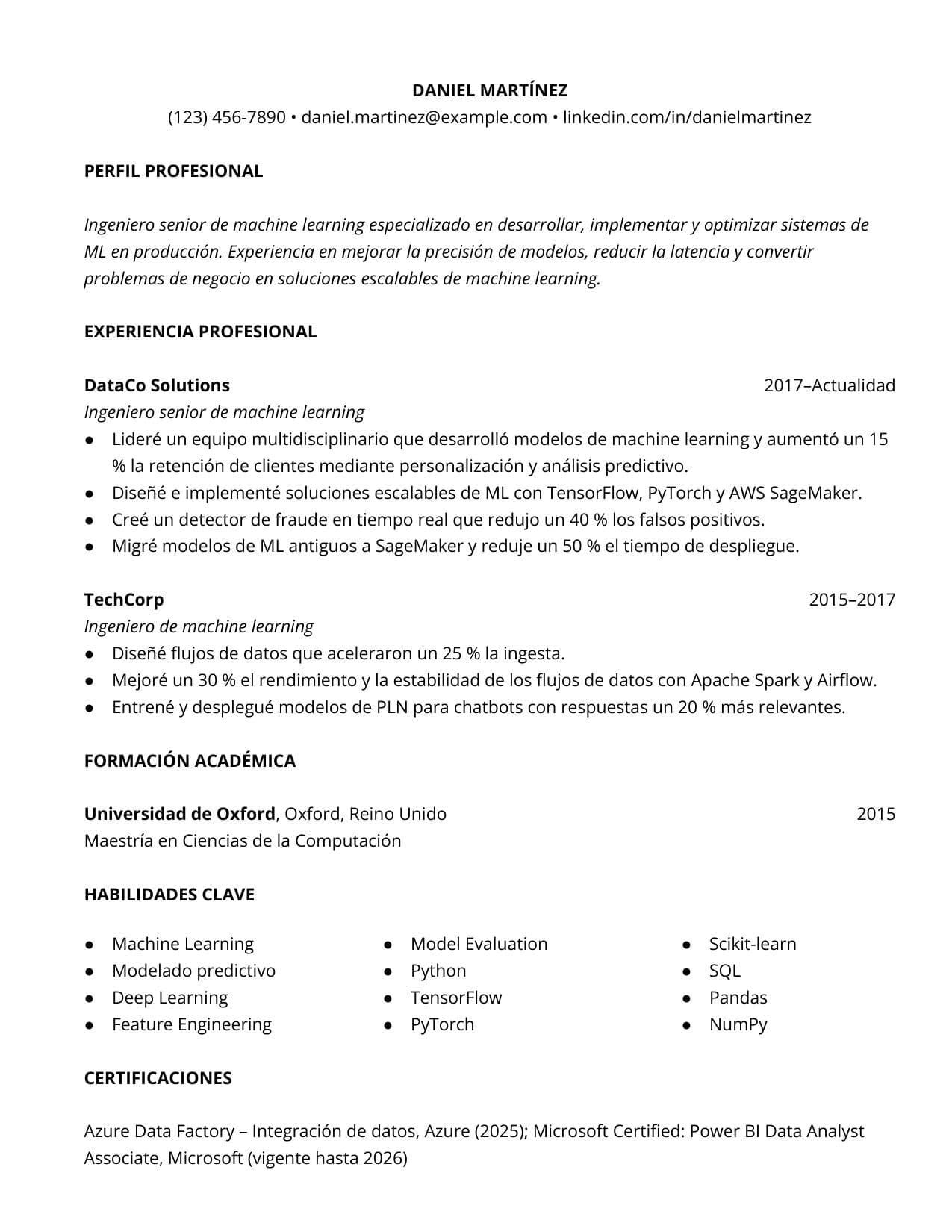 Sencilla resume template