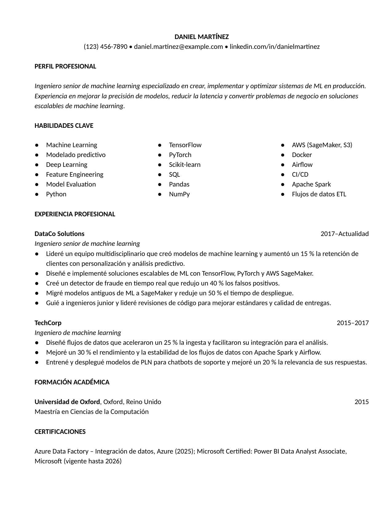 Tecnológica resume template
